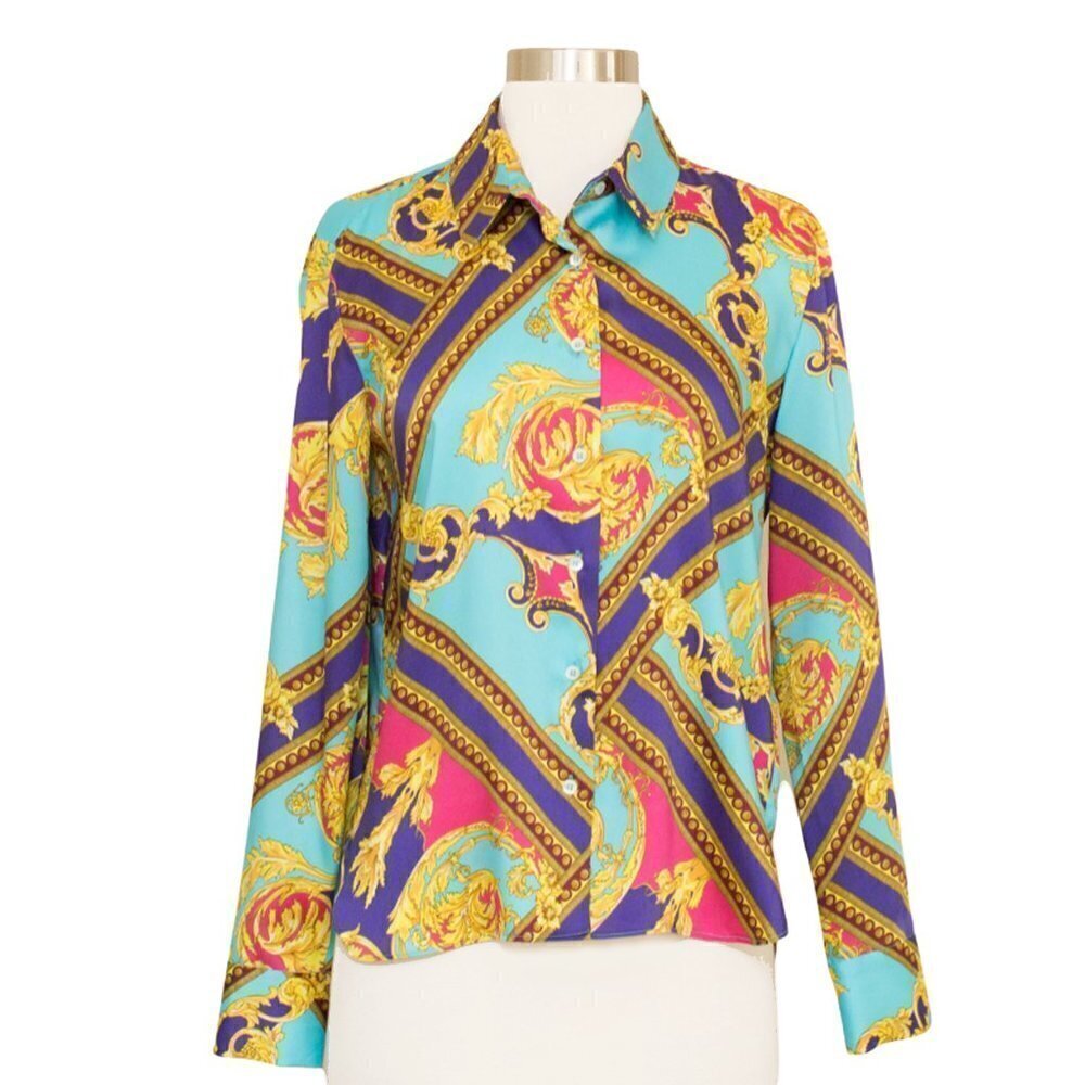 Seventy Sergio Tegon Scarf Print Blouse US 2